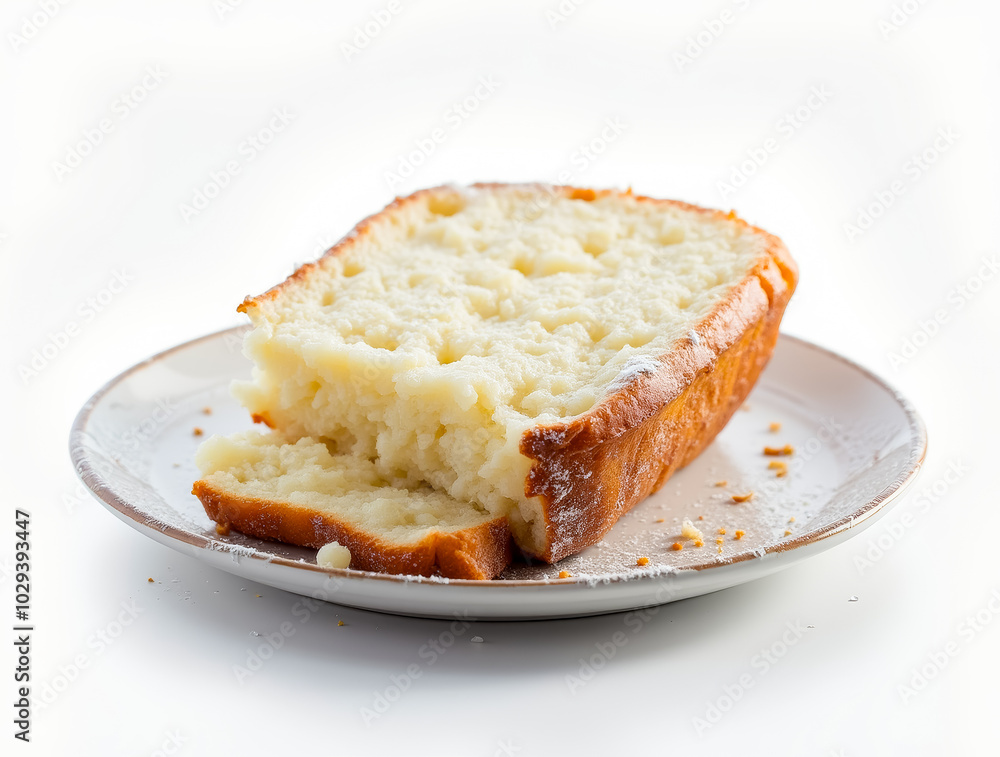 A freshly baked loaf of bread sits on a plate, showcasing a fluffy interior and a golden-brown crust. Ideal for sandwiches or as a side dish with meals A freshly baked loaf of bread sits on a plate, showcasing a fluffy interior and a golden-brown crust. Ideal for sandwiches or as a side dish with meals