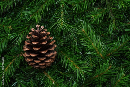 Holiday Pine Cone Decor on Evergreen Branch, Nature Inspired Christmas Decoration