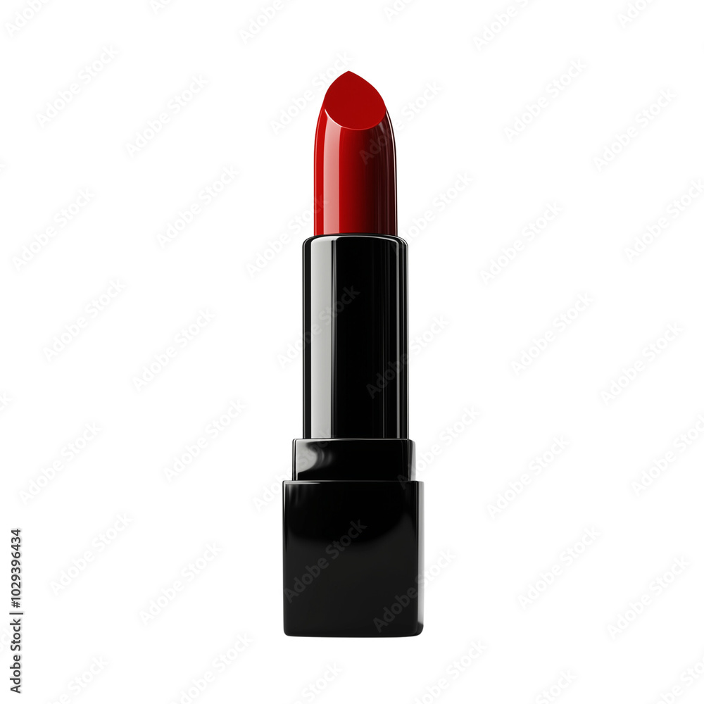 A red lipstick with the cap slightly open isolated on transparent background A red lipstick with the cap slightly open isolated on transparent background