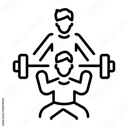 A line style icon of a gym trainer 