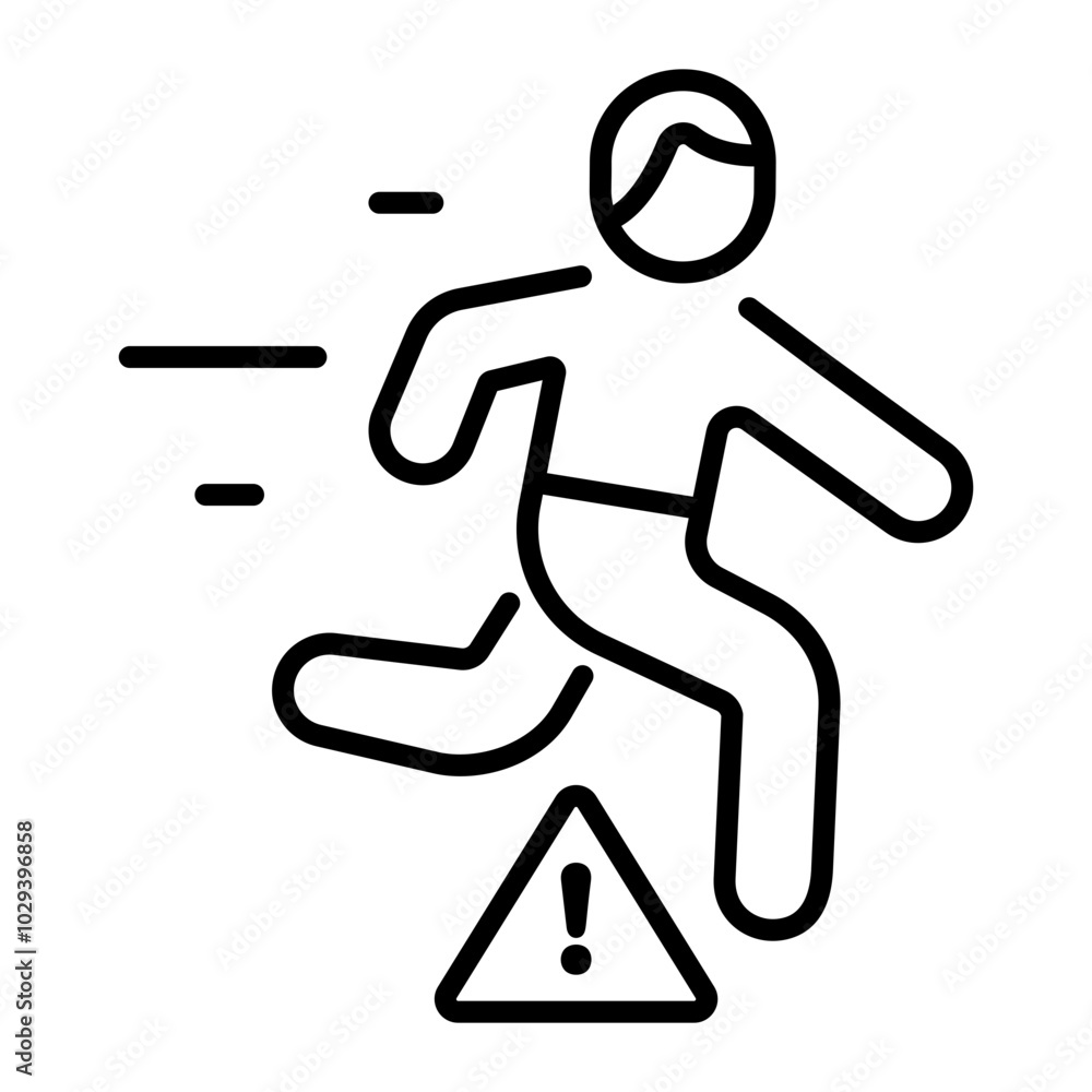 A character jumping from obstacles, a linear style icon A character jumping from obstacles, a linear style icon