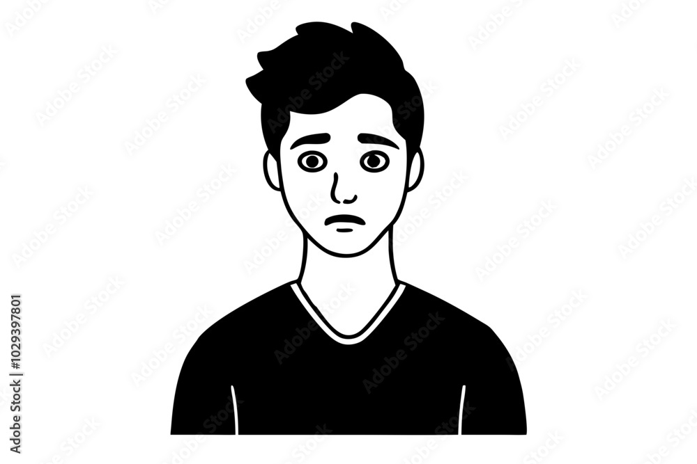 Desperate Young Man Silhouette | isolated vector silhouette illustration on white background Desperate Young Man Silhouette | isolated vector silhouette illustration on white background