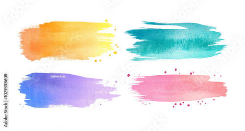 Wallpaper Mural A set of multicolored brush strokes of watercolor paint Torontodigital.ca