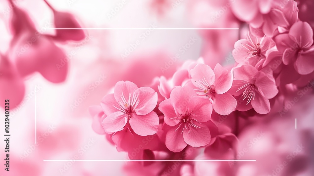 Fototapeta premium Close-up of pink flowers with a blurred background in a soft pink hue