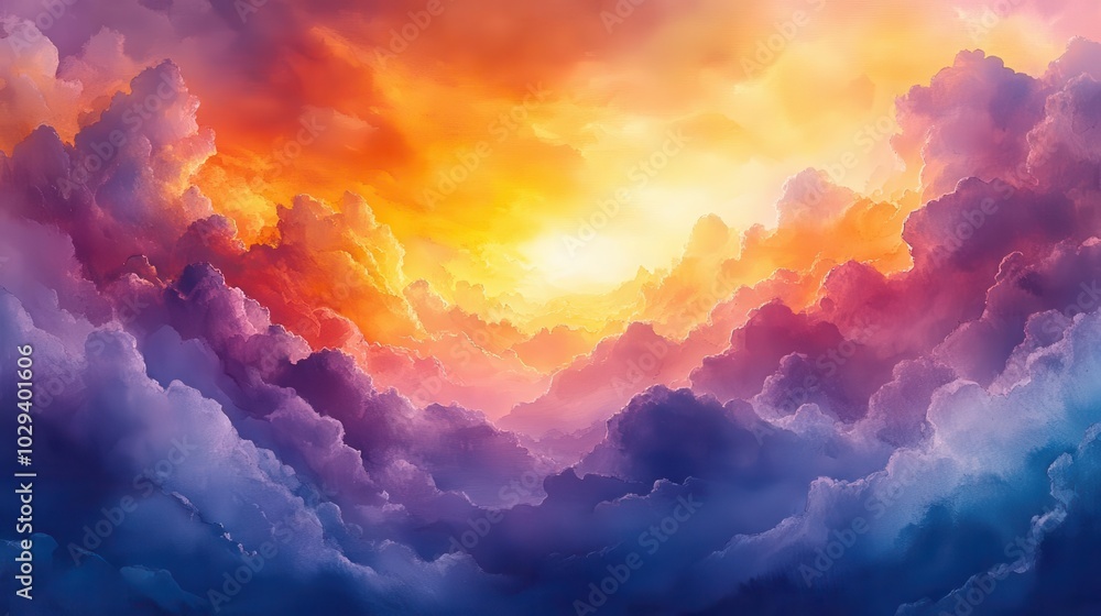 abstract watercolor background filled with vibrant hues and soft clouds blending shades of yellow orange purple and blue into a harmonious and dreamy composition abstract watercolor background filled with vibrant hues and soft clouds blending shades of yellow orange purple and blue into a harmonious and dreamy composition