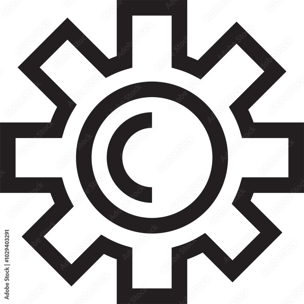 black outline icon of settings symbol isolated on white black outline icon of settings symbol isolated on white