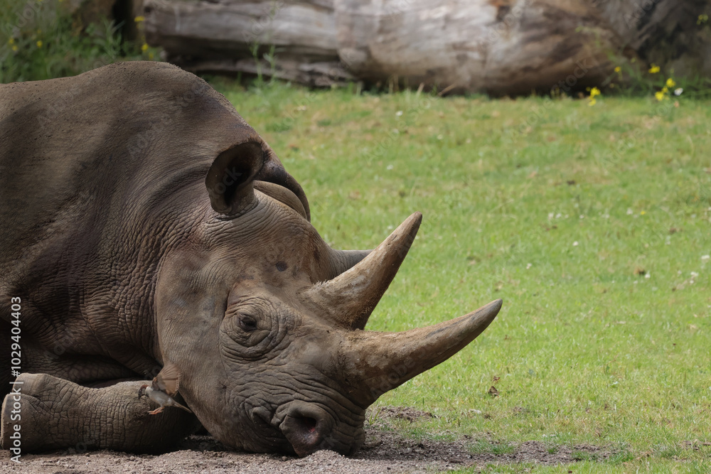 Fototapeta premium black rhino in the wild, zoo