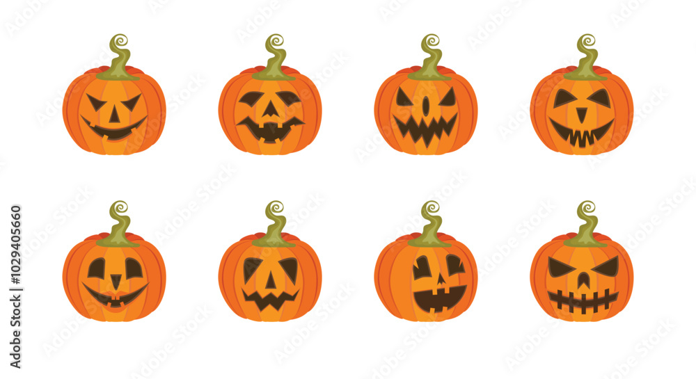 vector set of Halloween pumpkins vector set of Halloween pumpkins