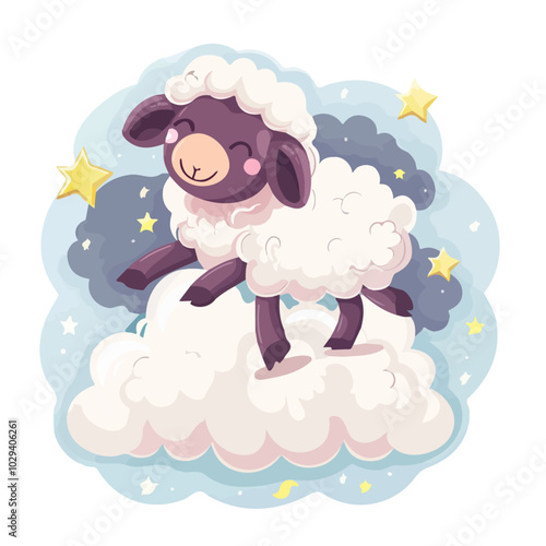 Vector Image of Counting sheep to fall asleep, isolated on a white background, sheep vector