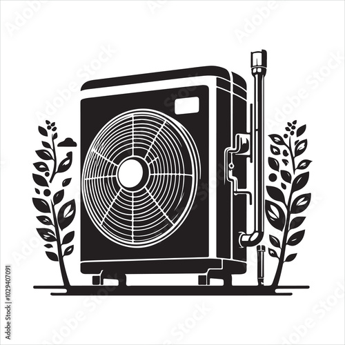 heat pump silhouette on white background
