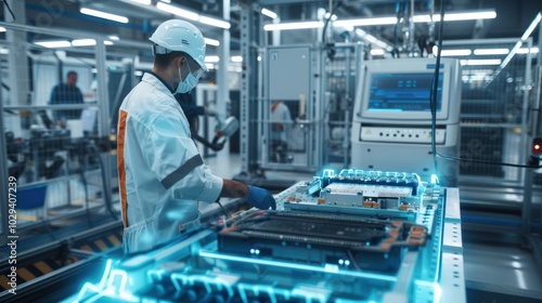 Factory Worker Assembling Electronic Components