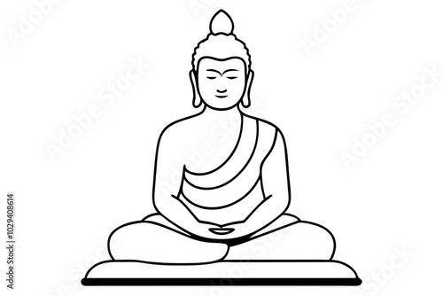 Buddha statue | isolated vector silhouette illustration on white background