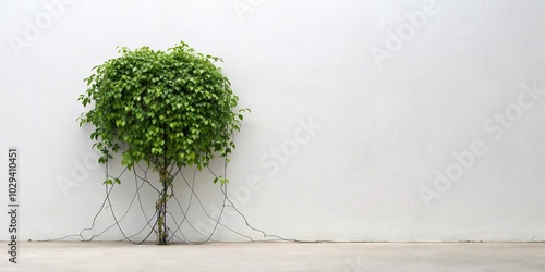 Plant with wiry leaves isolated on white background