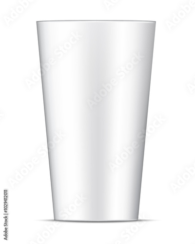 Empty white matte glass cup isolated with shadow