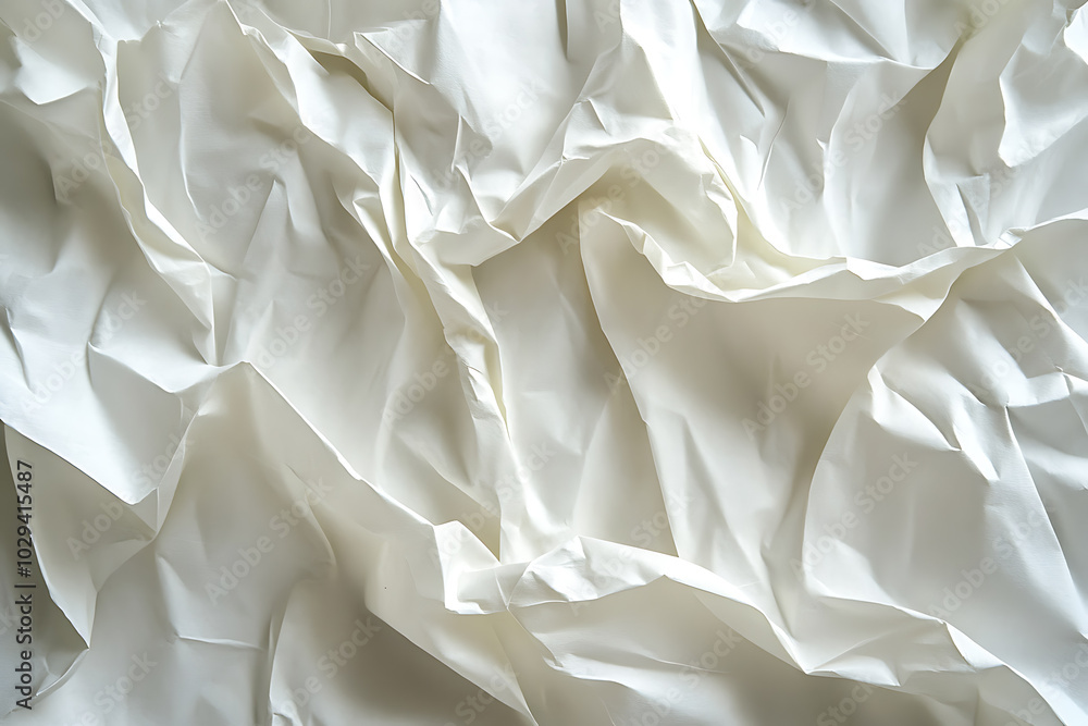 Detailed close-up of a crumpled white paper texture, showcasing chaotic folds and intricate creases, ideal for backgrounds, design projects, or texture overlays.
Detailed close-up of a crumpled white paper texture, showcasing chaotic folds and intricate creases, ideal for backgrounds, design projects, or texture overlays.