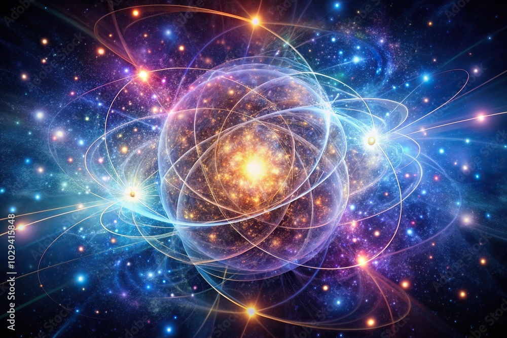 Fototapeta premium Quantum entanglement depicted in a medium shot