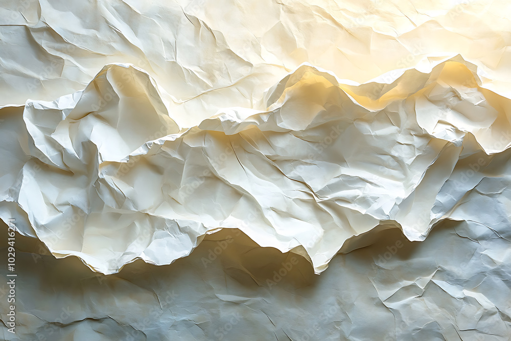 Detailed close-up of a crumpled white paper texture, showcasing chaotic folds and intricate creases, ideal for backgrounds, design projects, or texture overlays.
Detailed close-up of a crumpled white paper texture, showcasing chaotic folds and intricate creases, ideal for backgrounds, design projects, or texture overlays.