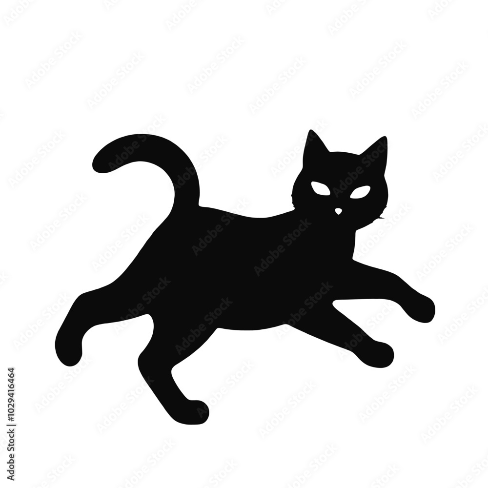 A black cat silhouette walking A black cat silhouette walking