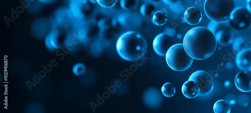 Abstract blue bubbles on a dark background