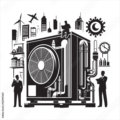 heat pump silhouette on white background
