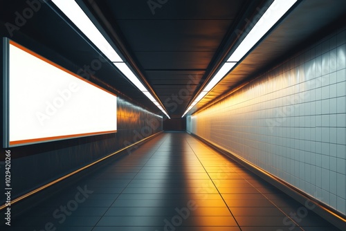 Urban Billboard Advertising Mockup in Subway Corridor Design Concept