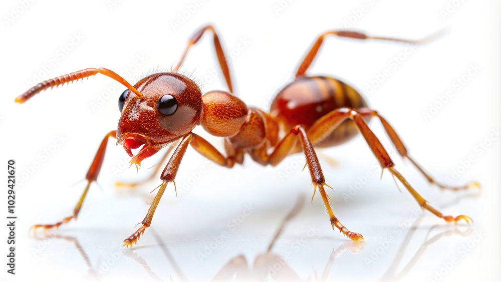 Red imported fire ant isolated on white background with selective focus Red imported fire ant isolated on white background with selective focus