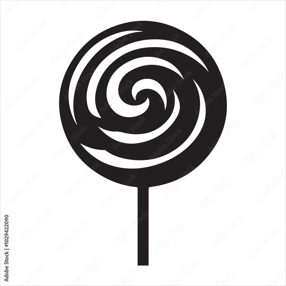 Round lollipop silhouette on white background Round lollipop silhouette on white background
