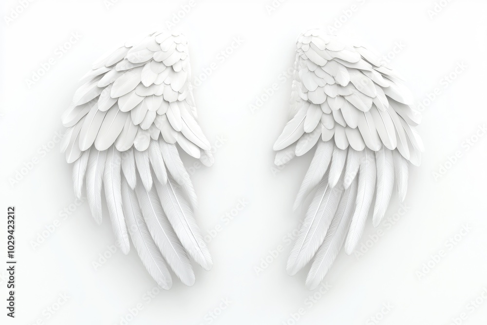 Fototapeta premium Divine Guardian. Ethereal Wings Symbolize Flight and Protection