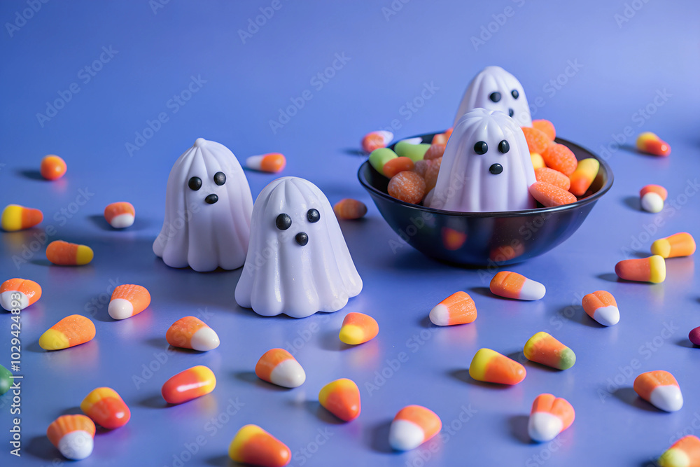 Sweet snacks in the form of ghosts for Halloween Sweet snacks in the form of ghosts for Halloween