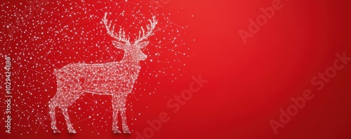 Christmas reindeer decoration on red background photo