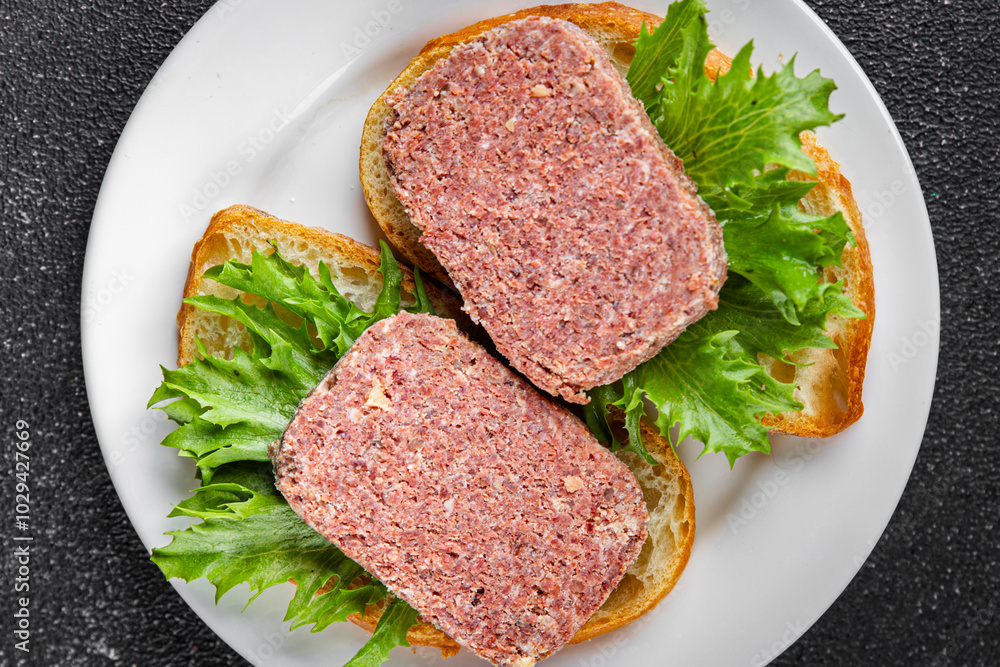 spam meat sandwich fresh meal food snack on the table copy space food background rustic top view spam meat sandwich fresh meal food snack on the table copy space food background rustic top view