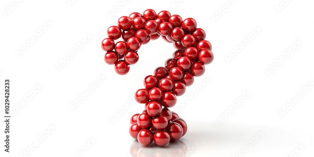 Reflective red question mark made of glossy spheres on white background Reflective red question mark made of glossy spheres on white background