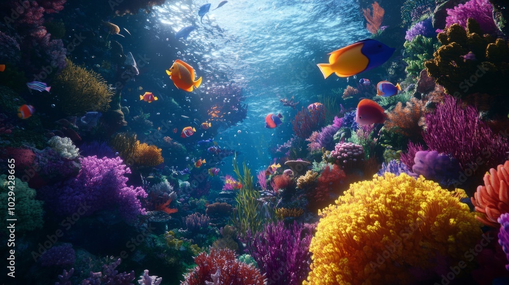 Vibrant Underwater Scene with Colorful Fish Vibrant Underwater Scene with Colorful Fish
