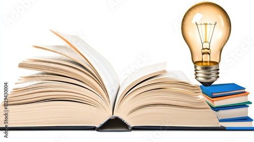 A creative individual immersed in reading colorful books with a glowing lightbulb overhead, symbolizing inspiration and learning