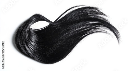 Black hair isolated against a white background