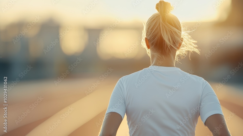 A person stands on a running track at sunrise, preparing to start their run. The scene captures focus, determination, and the calm of dawn in an outdoor setting. A person stands on a running track at sunrise, preparing to start their run. The scene captures focus, determination, and the calm of dawn in an outdoor setting.