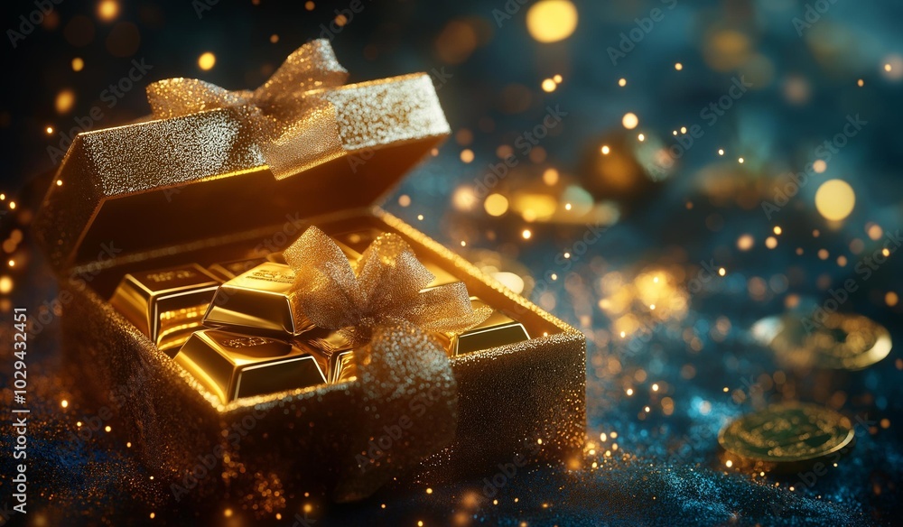AI generator images of gift boxes, gifts for various festivals such as Christmas, New Year, birthday ,gold and chocolate Meaning of happiness and wealth, good fortune AI generator images of gift boxes, gifts for various festivals such as Christmas, New Year, birthday ,gold and chocolate Meaning of happiness and wealth, good fortune