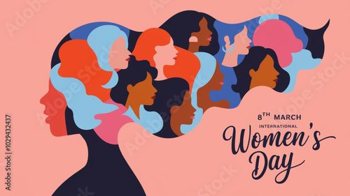 Colorful women's silhouettes for International Women's Day celebration