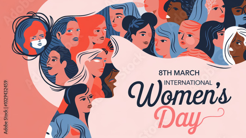 Colorful women's silhouettes for International Women's Day celebration