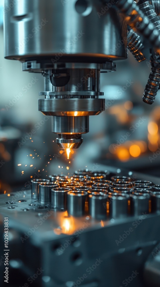 A detailed view of intricate metal components being precisely manufactured in a factory setting, showcasing industrial production, precision engineering, and advanced machinery.. A detailed view of intricate metal components being precisely manufactured in a factory setting, showcasing industrial production, precision engineering, and advanced machinery..