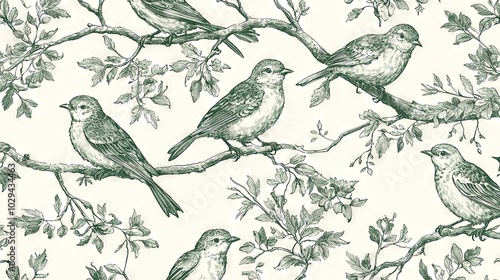   A bird perched on a tree limb against a white backdrop with lush greenery