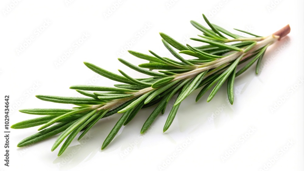 Fototapeta premium Rosemary twig isolated on white background with reflection