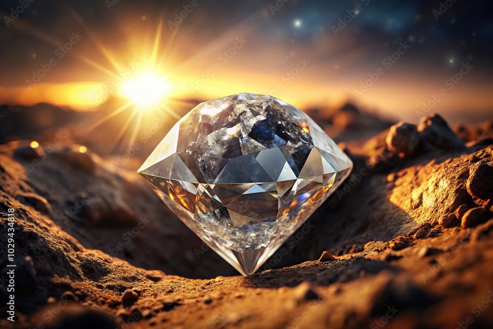 Obraz premium Rough diamond formed by volcanic heat and pressure inside the earth
