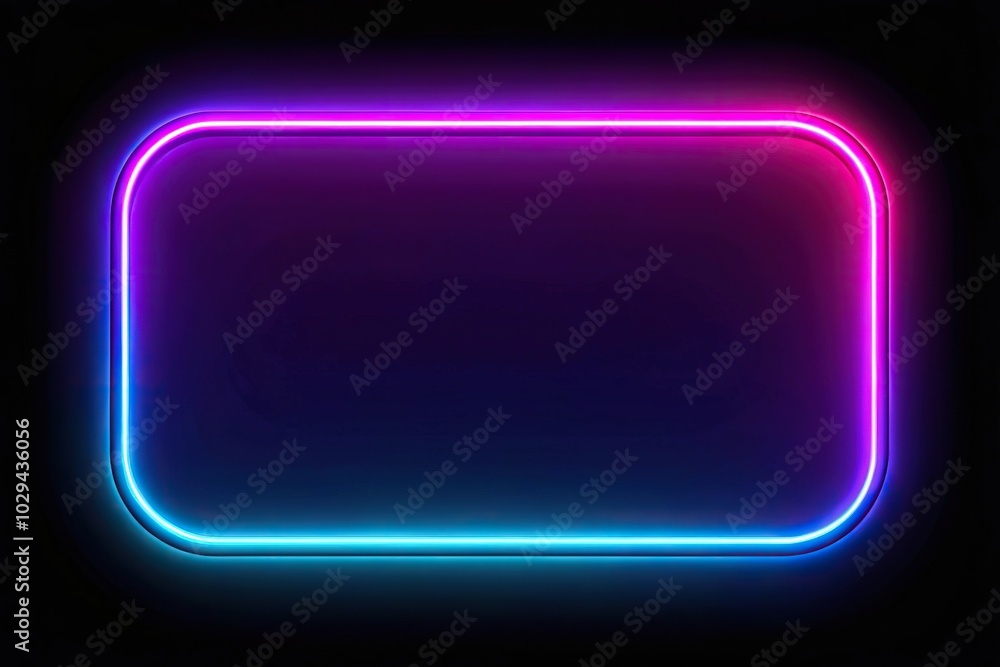 neon glowing rectangular frame on black background neon glowing rectangular frame on black background