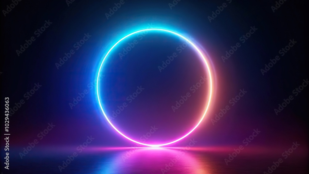 Neon glowing circle background with halo effect in close-up Neon glowing circle background with halo effect in close-up