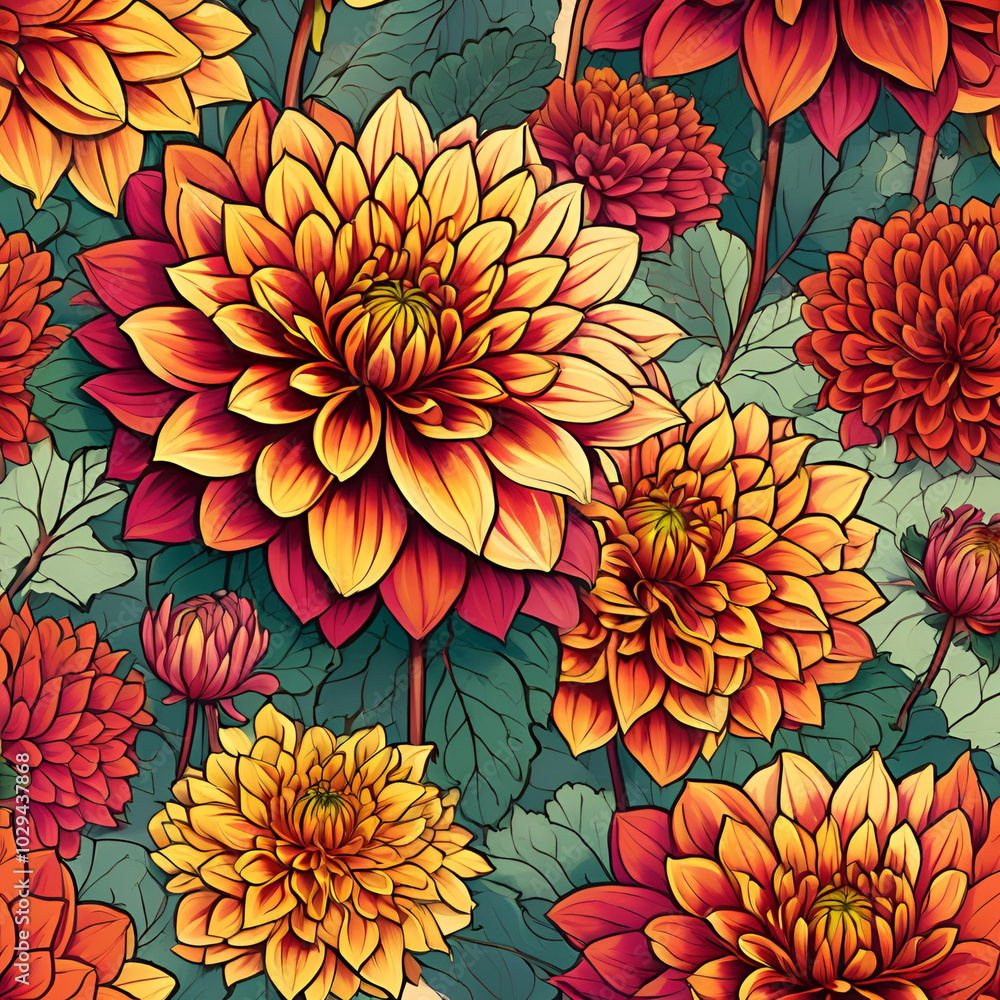Dahlia Flower Digital Paper Dahlia Flower Digital Paper