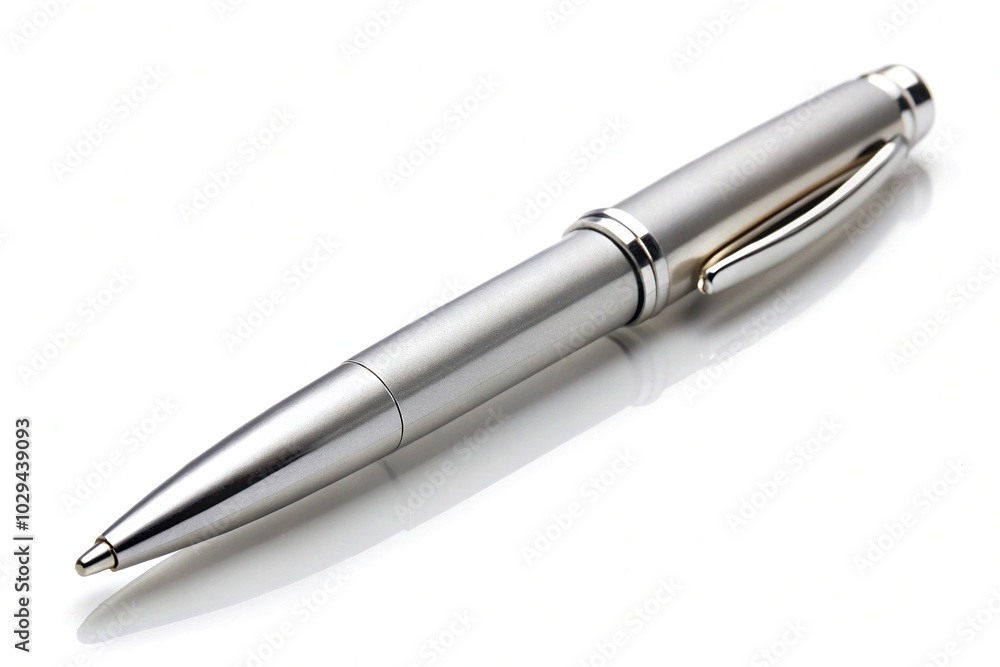 pen isolated on white background with elegant silver and black design, Depth of Field pen isolated on white background with elegant silver and black design, Depth of Field