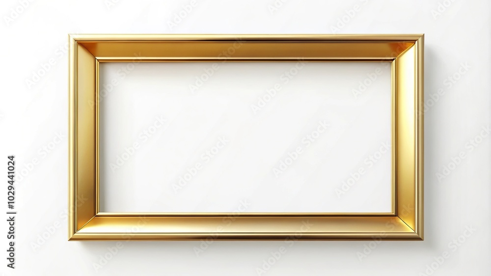 Minimalist shiny gold frame on white background Minimalist shiny gold frame on white background