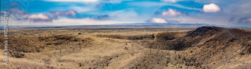 A panorama image of one of the craters in the Diamond Craters Outstanding Natural Area, Harney County, Southeastern Oregon