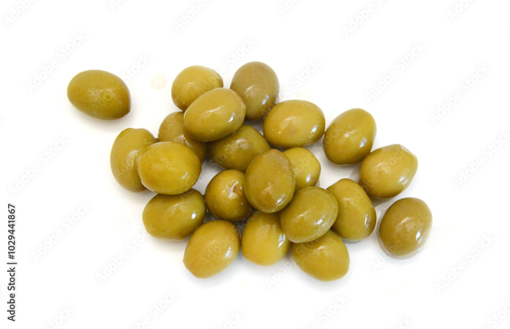 Olives on twig isolated on white background Olives on twig isolated on white background